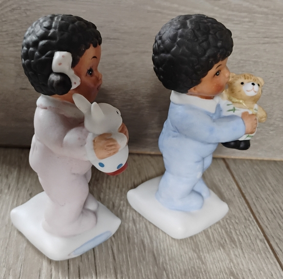 Vintage Homco 1430 Figurines "Children Ready For Bedtime" Ceramic Set Of 2 - Picture 8 of 11